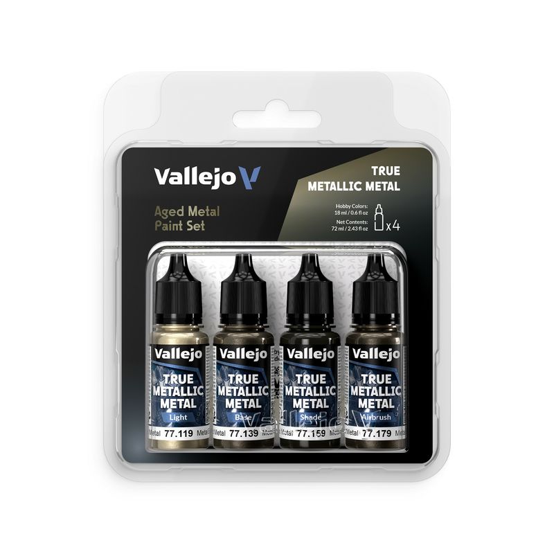 Vallejo True Metallic Metal: Aged Metal Paint Set