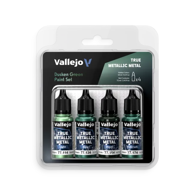 Vallejo True Metallic Metal: Dusken Green Paint Set