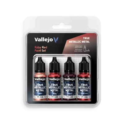 Vallejo True Metallic Metal: Ruby Red Paint Set