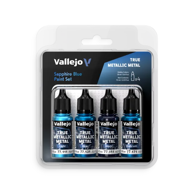 Vallejo True Metallic Metal: Sapphire Blue Paint Set