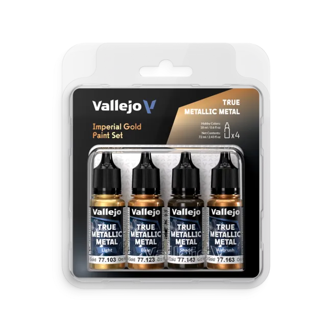 Vallejo True Metallic Metal: Imperial Gold Paint Set
