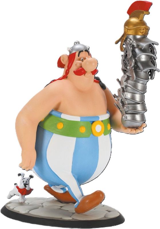 Vinyl Verzamelfiguur, Obelix met een stapel helmen, Asterix en Obelix