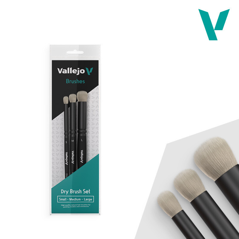 Vallejo Brush: Dry Brush Set, Small-Medium-Large