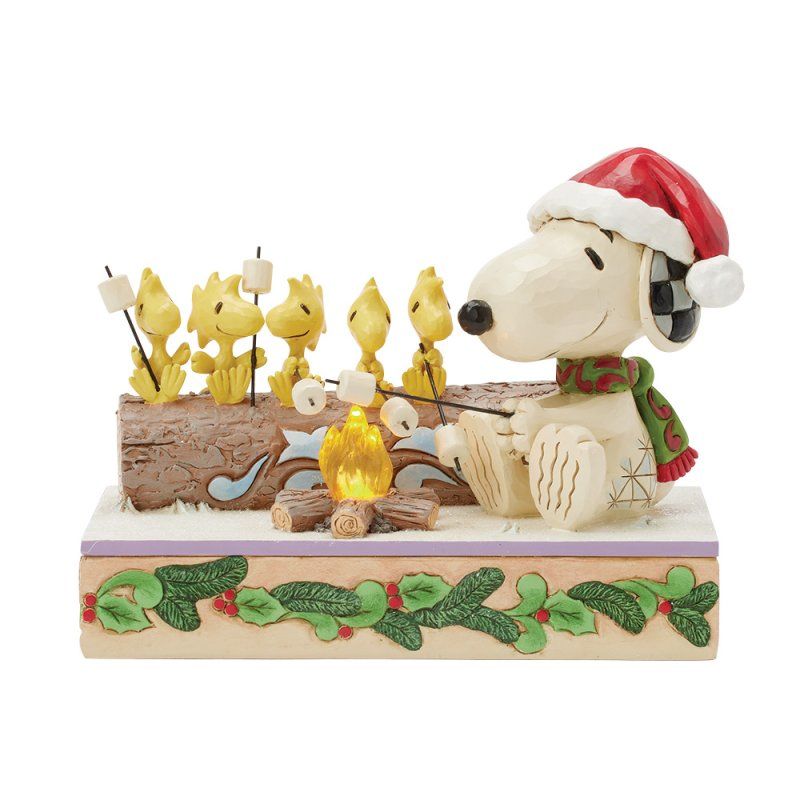 Beeld met Ledlamp by Jim Shore, Campfire Companions: Snoopy and Woodstocks Roasting Marshmellows, Peanuts