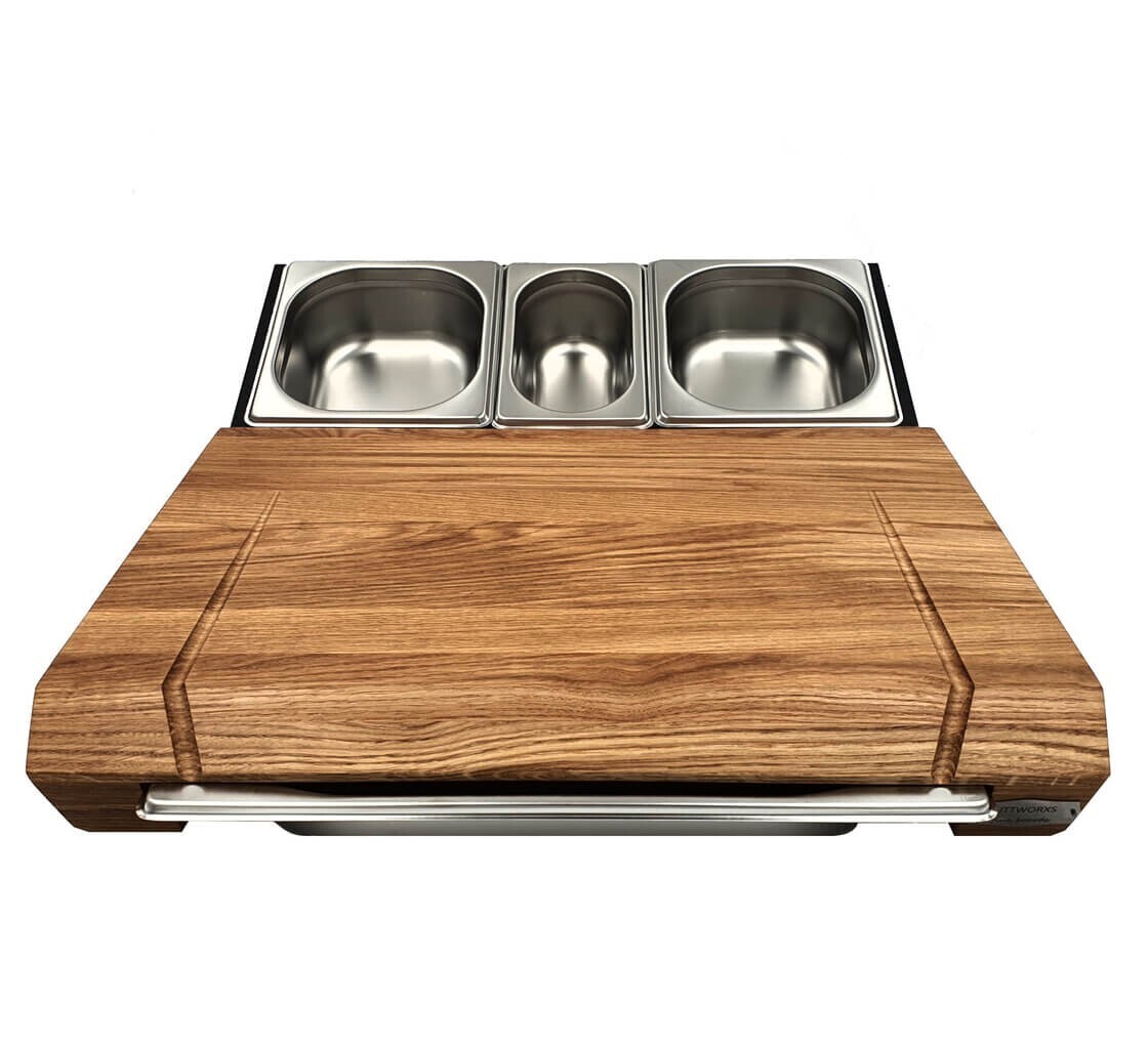 Cuttworxs Notenhouten Snijplank Large met sap geul en geïntegreerde opvangbak