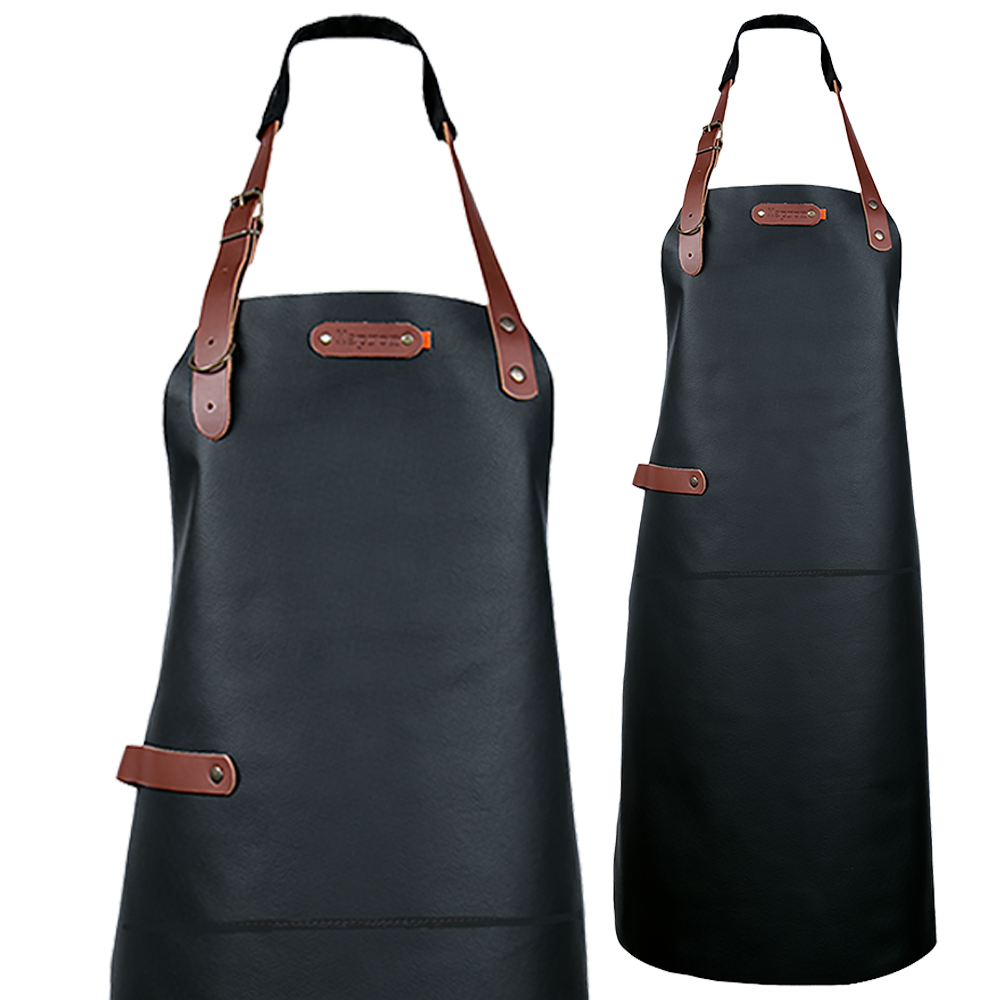 Dallas Black Apron L lederen short