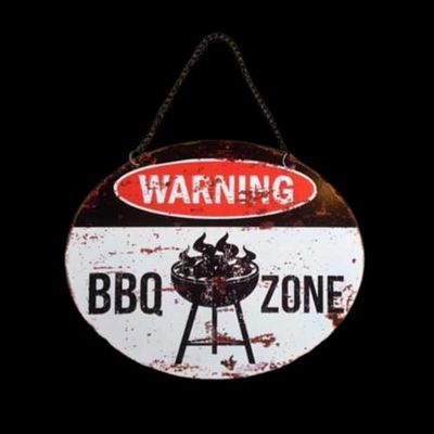 BBQ wandbord Ovaal Warning BBQ zone