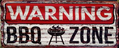 BBQ wandbord Warning BBQ zone