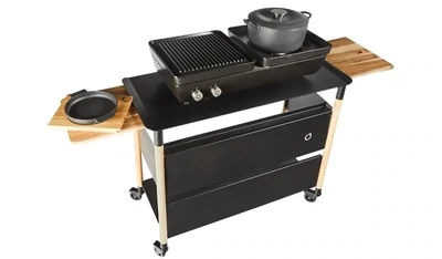 Patio Cooker II mat zwart grill en plancha + trolley II