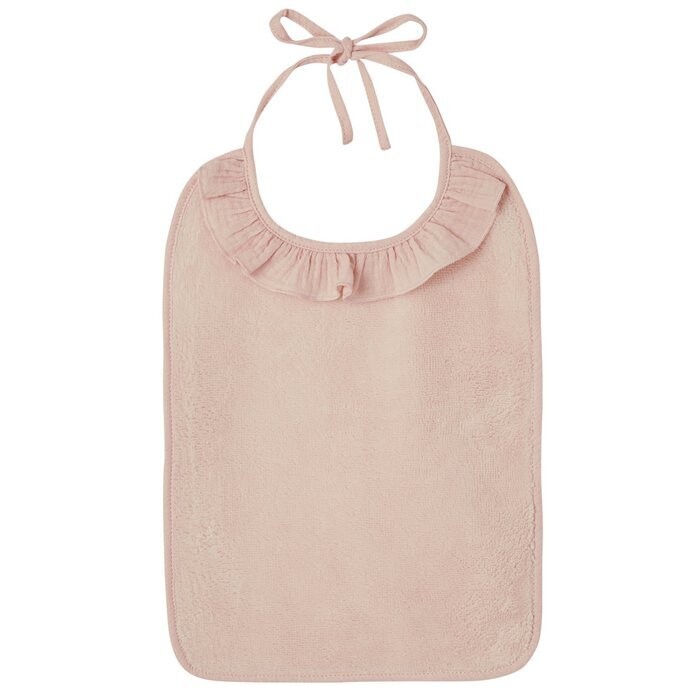 Grote bamboe slab en blush roze katoenen gaas