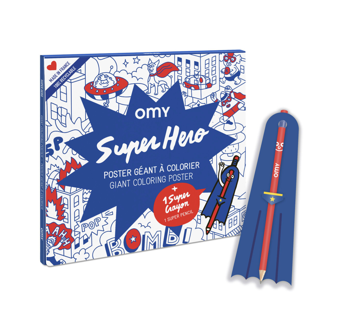Omy Giant kleurposter-Super Hero+potlood