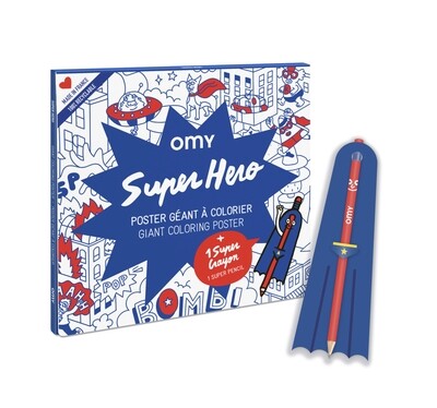 Omy Giant kleurposter-Super Hero+potlood