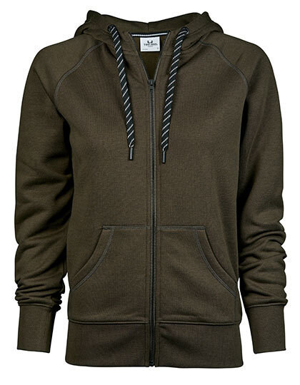 Modieuze Hoody dames met rits-Dark Olive Modieuze Hoody dames met rits-Dark Olive