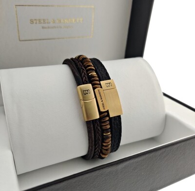 Leather Bracelet Denby Gold-Brown