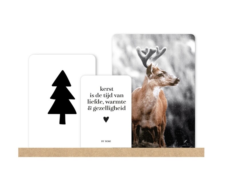 Kerst / Kaartenset + houder / Kerst is de tijd van liefde, warmte en gezelligheid
