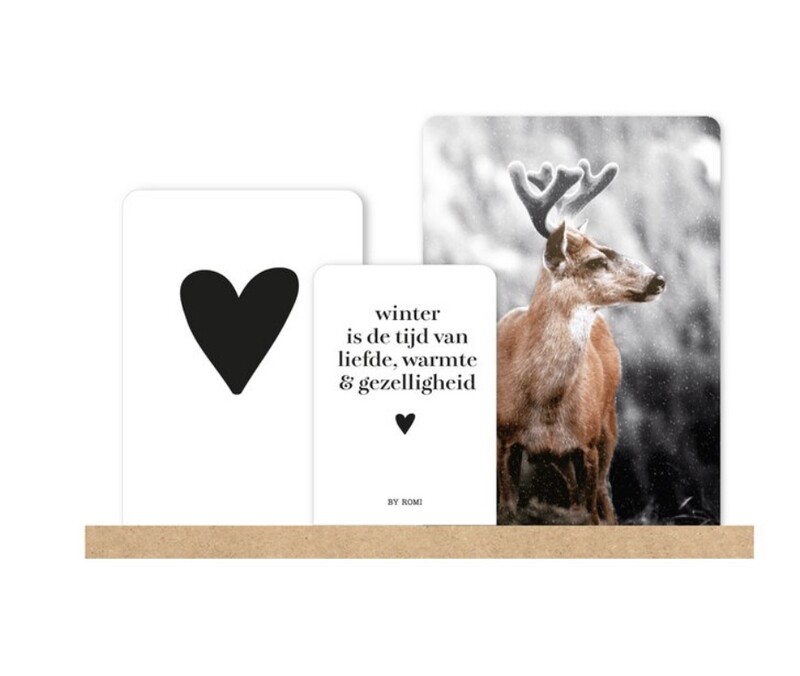 Winter / Kaartenset + houder / Winter is de tijd van liefde, warmte en gezelligheid