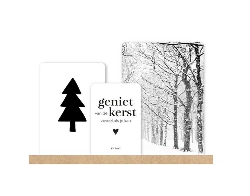 Kerst / Kaartenset + houder / Geniet van de kerst zoveel als je kan
