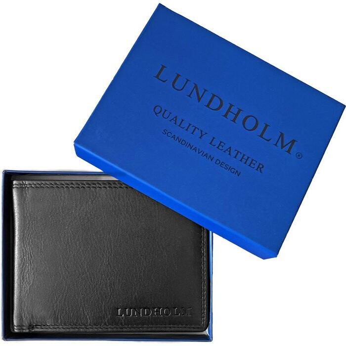 Lundholm leren portemonnee heren rfid zwart