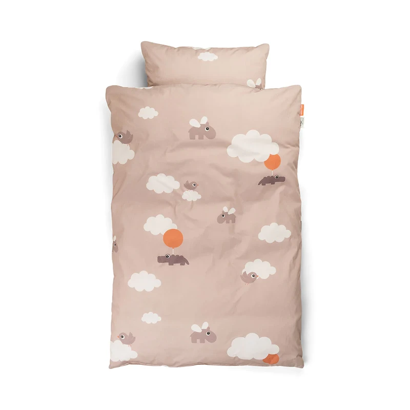 bedlinnen baby - happy clouds - powder