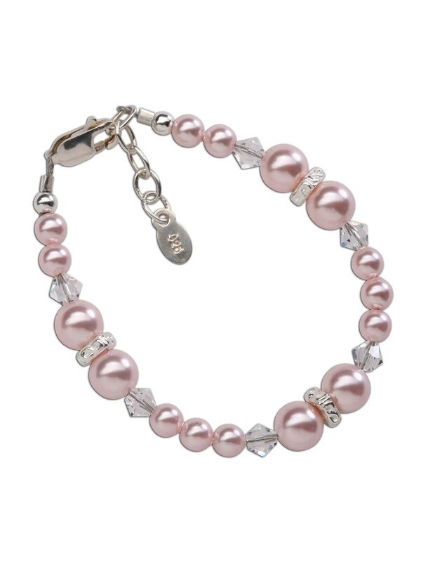 Sterling zilveren roze parel baby- en kinderarmband