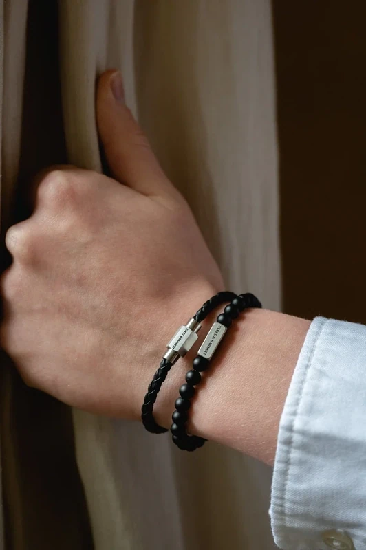 Leather Bracelet Luke Landon Brown | Silver