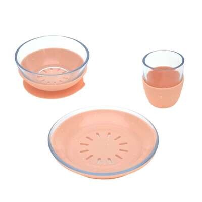 Kinderservies Set Glas (Mug Bowl Plate), Oranje