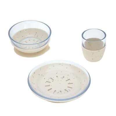 Kinderservies Set Glas (Mug Bowl Plate), Beige