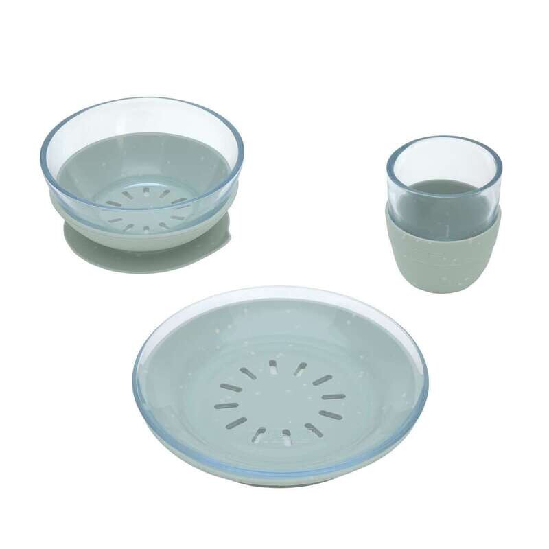 Kinderservies Set Glas (Mug Bowl Plate), Blauw Kinderservies Set Glas (Mug Bowl Plate), Blauw