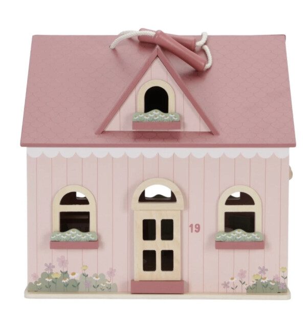 Draagbaar poppenhuis hout