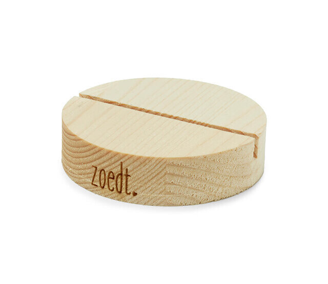 Kaartenhouder rond blank hout