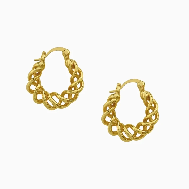 Oorbellen spiraal 14K gold plated over zilver