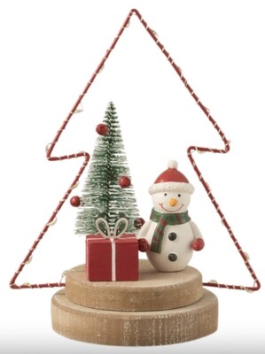 Kerstboom+Led Kerst Hout Rood/Groen/Naturel