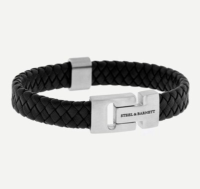 Leather Bracelet Harrison-Black Silver
