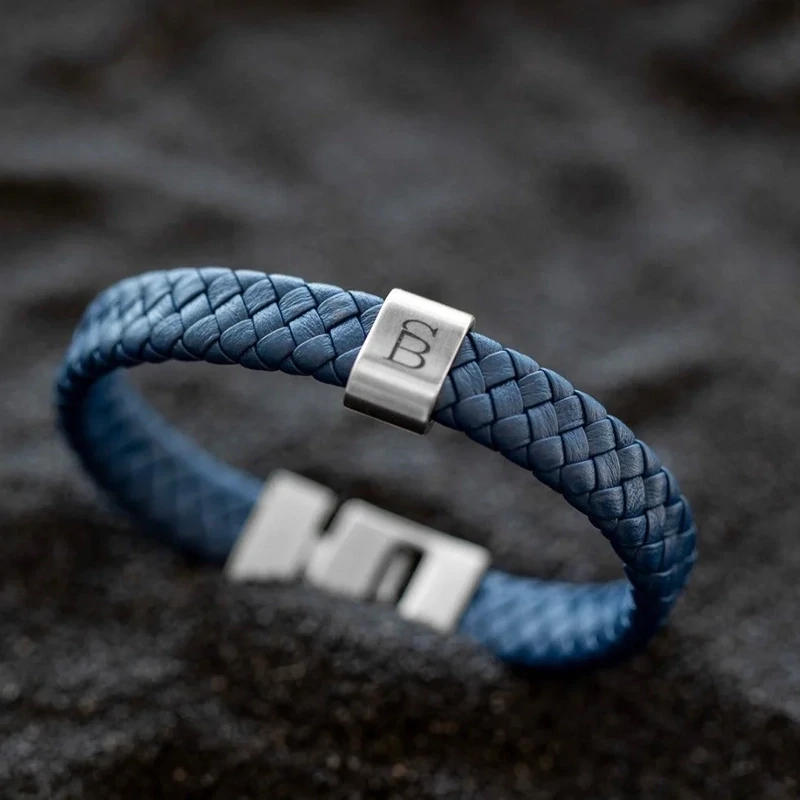 Leather Bracelet Harrison-Jeans Blue