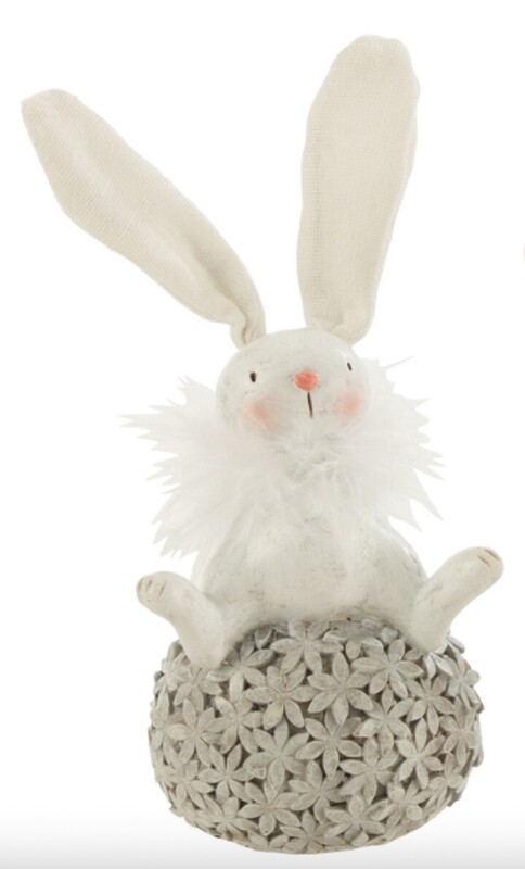 Konijn Met Ei Poly Wit/Grijs Small