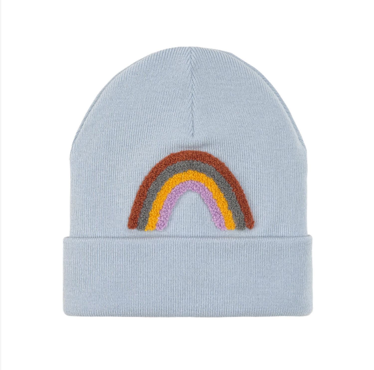 Merino -Beanie Hat, Little Gang Rainbow Light Blue