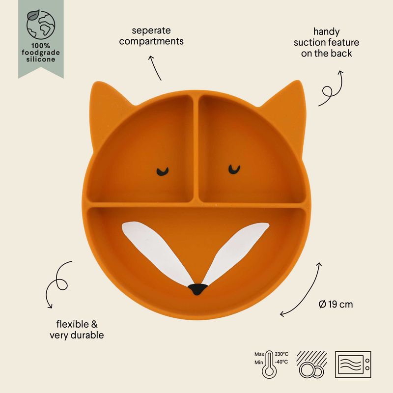 Siliconen bord met vakjes en zuignap - Mr. Fox
