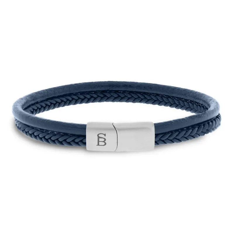 Denby Leren Armband Blauw