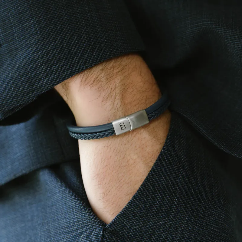 Denby Leren Armband Blauw
