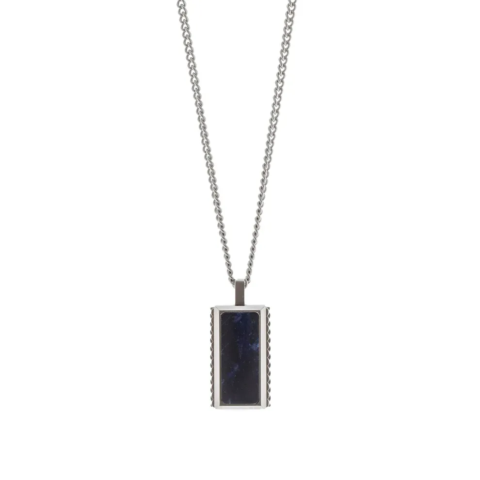 Hatton Verstelbare Halsketting Met Edelsteen Zilver/Sodaliet 60-70cm/24-28'