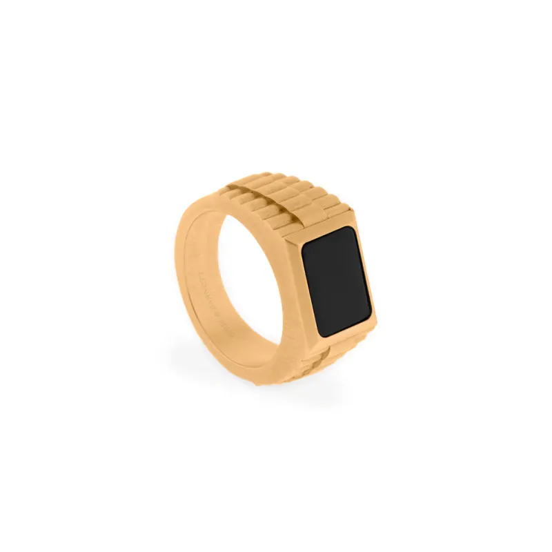 Hudson Ring met Edelsteen Zwarte Onyx/18K Goud