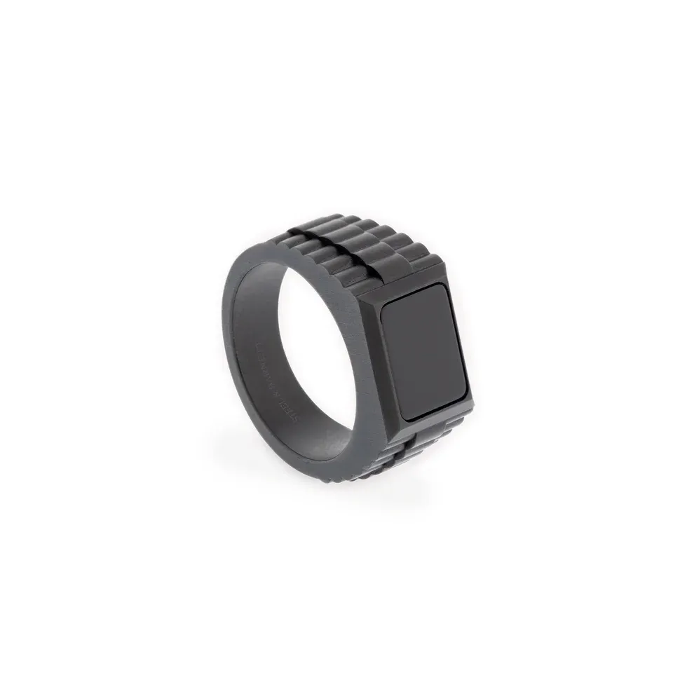 Hudson Ring met Edelsteen Zwart/Zwarte Onyx