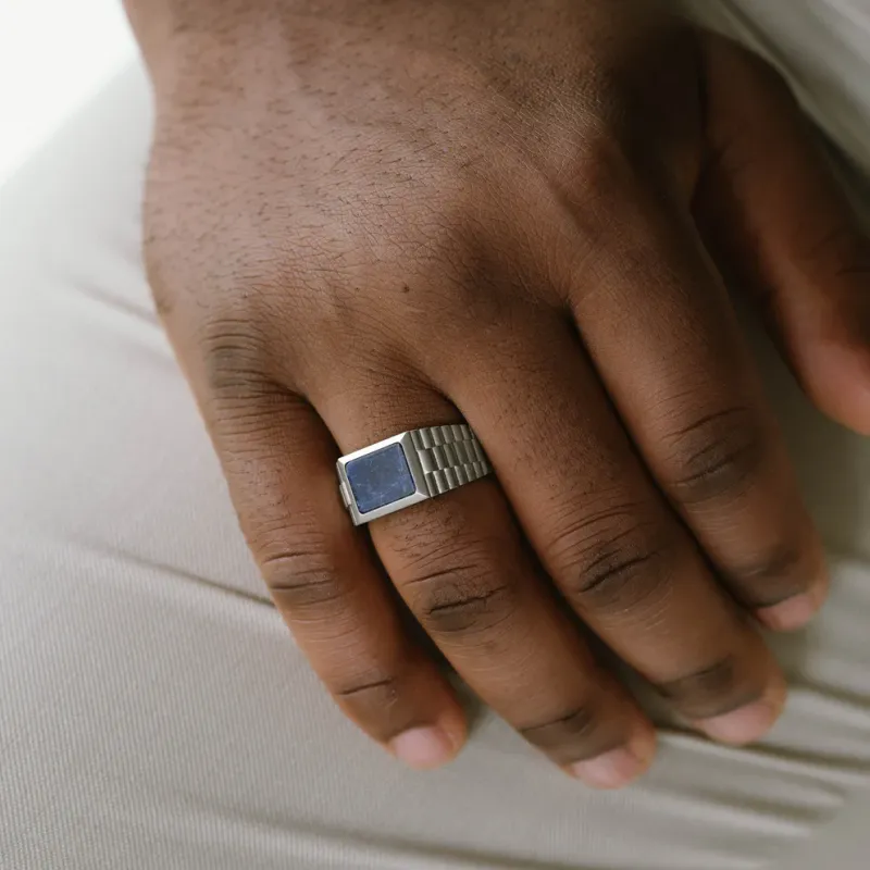 Hudson Ring met Edelsteen Zilver/Sodaliet