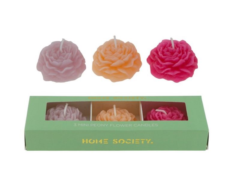 Deco Kaars Peony Flowers  S Set 3