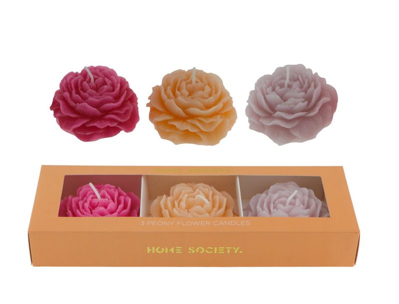 Deco Kaars Peony L Set 3