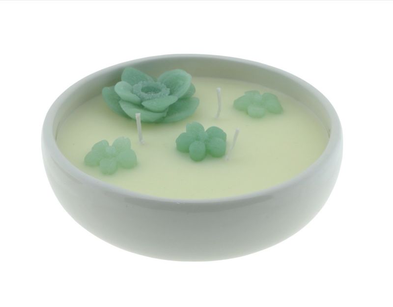 Kaars deco Flower “Celadon”