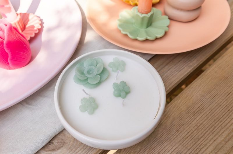 Kaars deco Flower “Celadon”