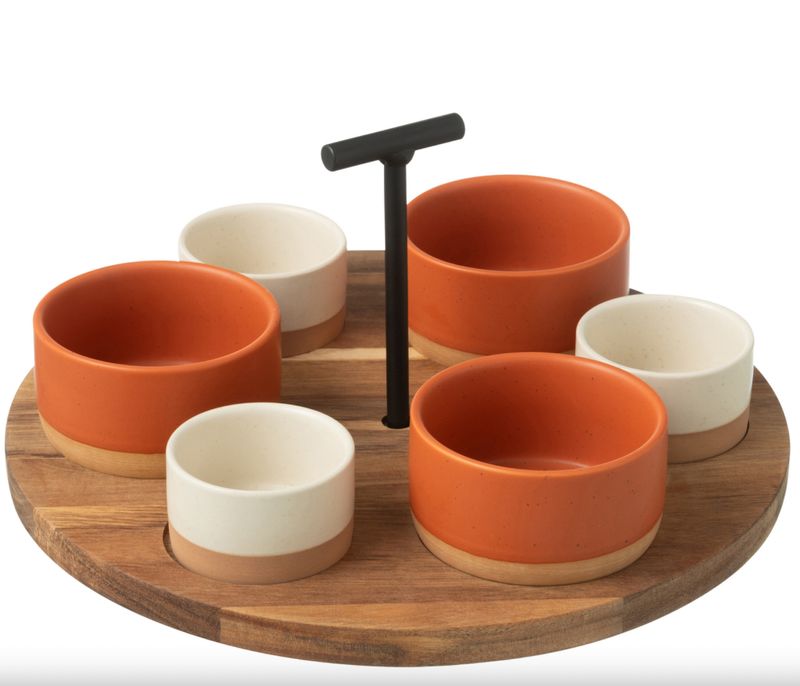 Tapasservies 6 Sets + Schaal In Doos Oranje/Wit