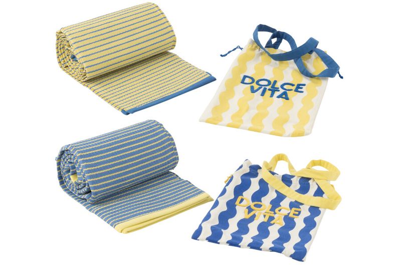 Tas+Strandtapijt Dolce Vita Blauw/Geel