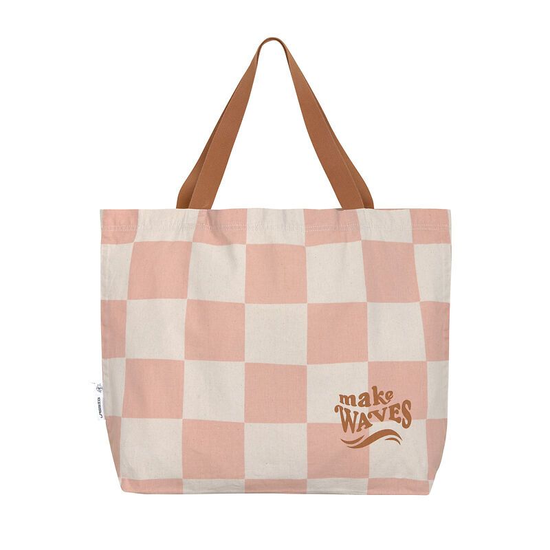 Beach Shopper - Ruitjespatroon, perzik zeezout